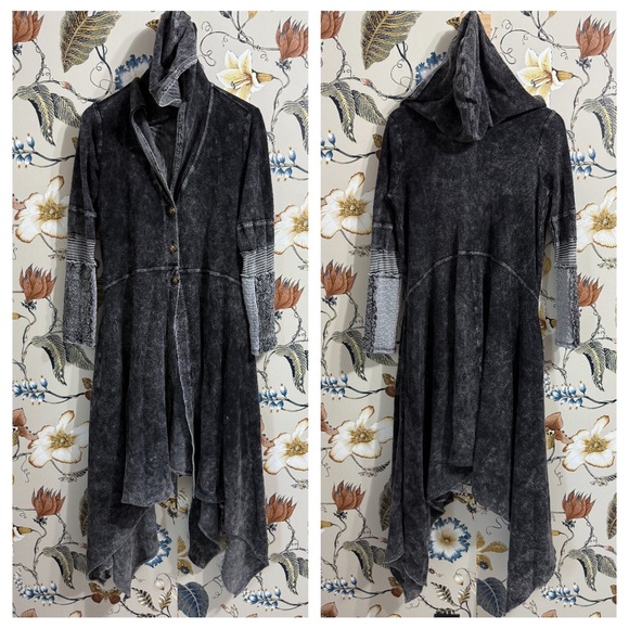 Aratta Silent Journey Whimsy Lagenlook Acid Wash French Terry Coat Size XS - Picture 1 of 14